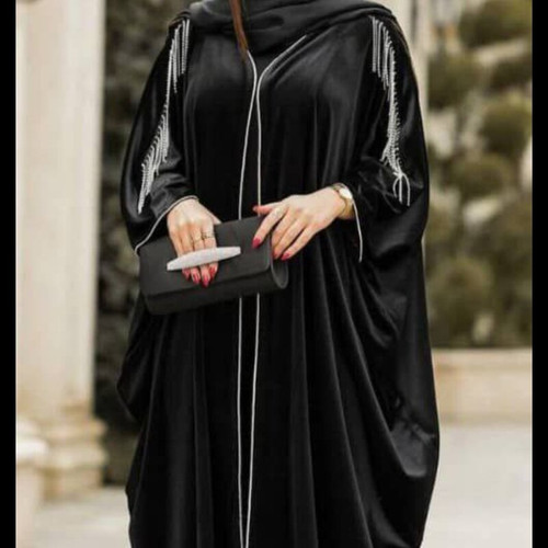 پانچ عبایی مخمل سرشانه زنجیری فری سایز