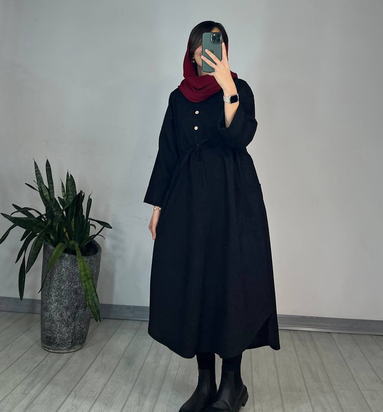 مانتو بلند پاییزه مخمل کبریتی