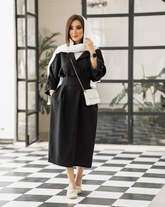 پیراهن کفتان بلند زنانه لینن شانتون سایز ۳۶ تا ۵۰