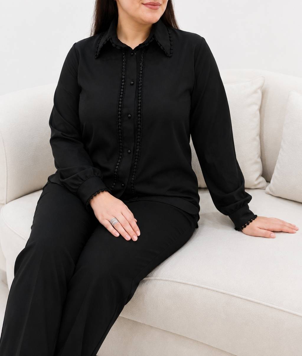 شومیز زنانه مشکی سایز ۳۴ تا ۶۲