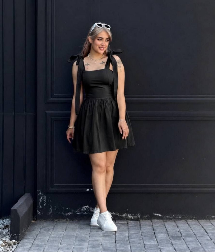 پیراهن کوتاه زنانه عروسکی لینن