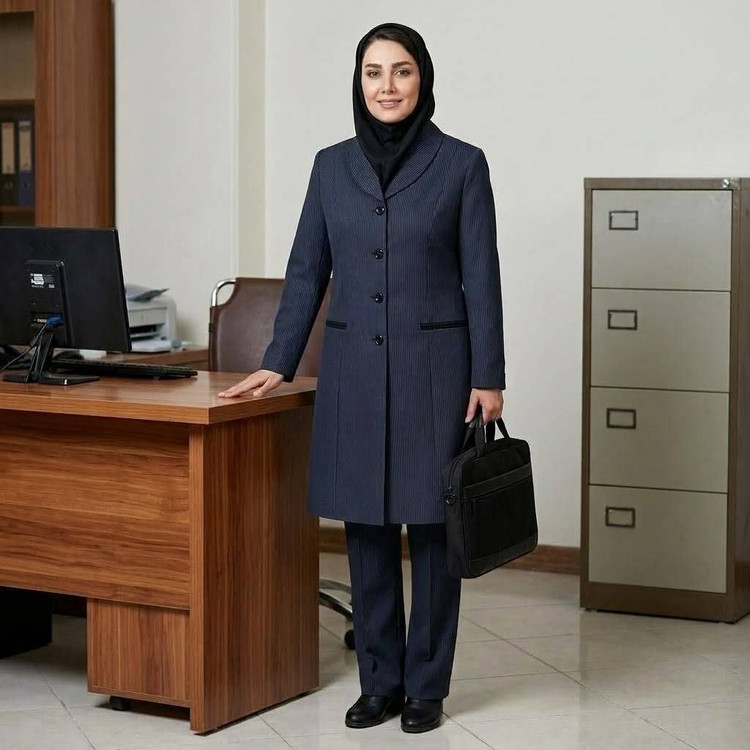 مانتو شلوار اداری دیپلمات راه راه فیونا