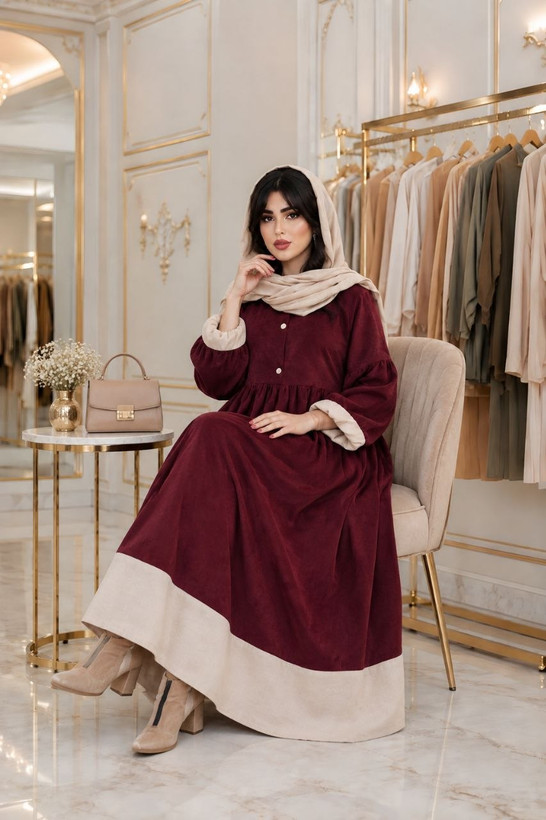 پیراهن بلند مخمل کبریتی عروسکی