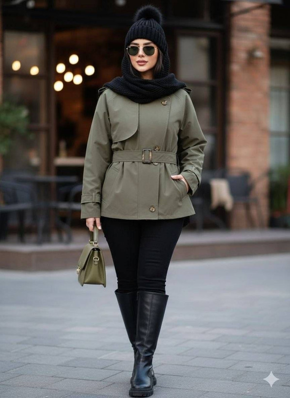 ترنچ کتکوتاه زنانه جنس کتان زارا