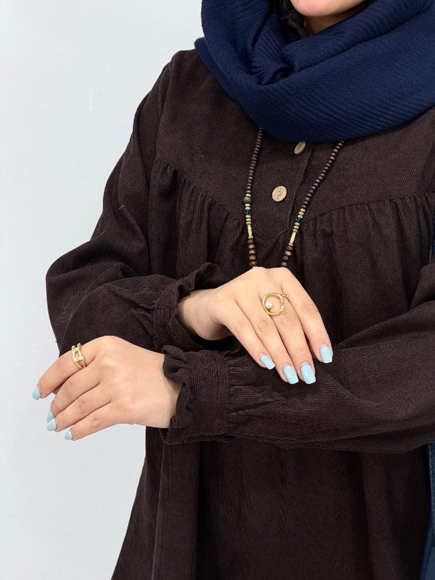 مانتو پاییزه مخمل کبریتی مدل نفس