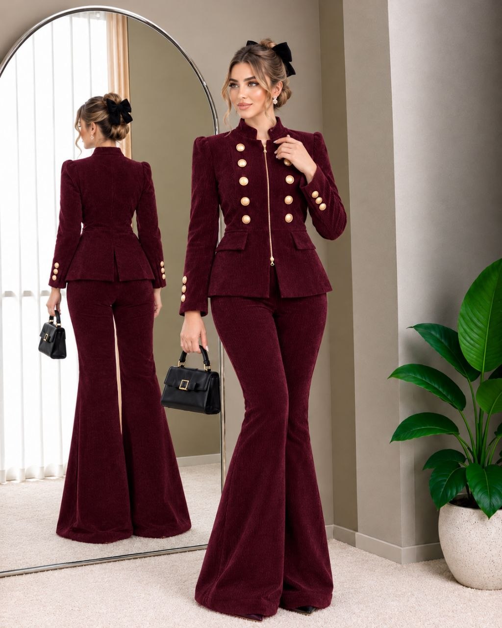 کت و شلوار مخمل کبریتی زنانه مزونی خاص و دلبر