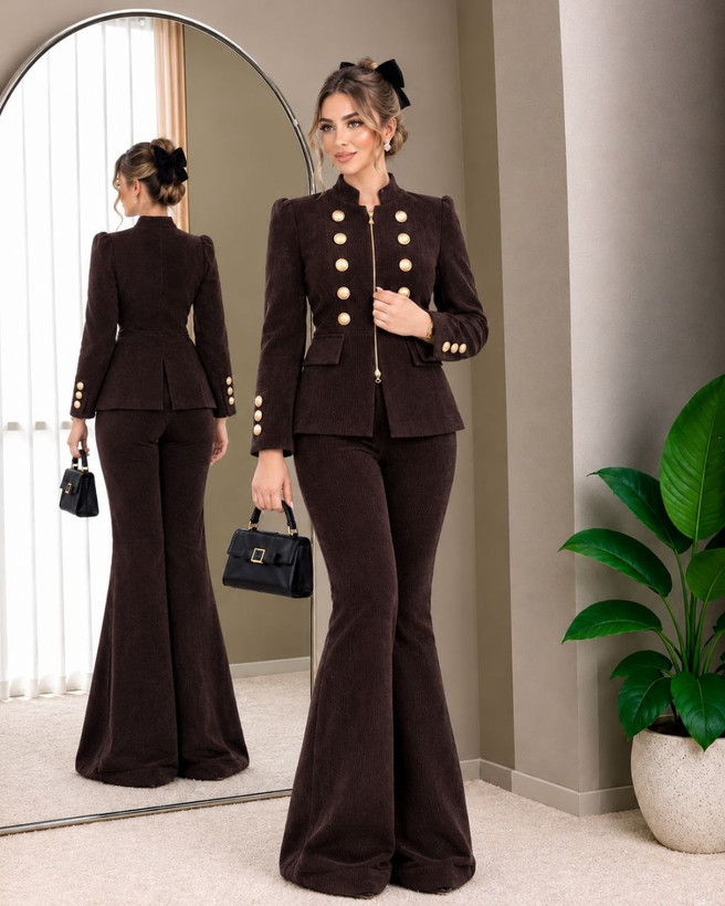 کت و شلوار مخمل کبریتی زنانه مزونی خاص و دلبر